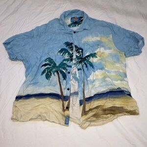 3XL Balls Beachwear Blue Tropical Palm Tree Men's Shirt